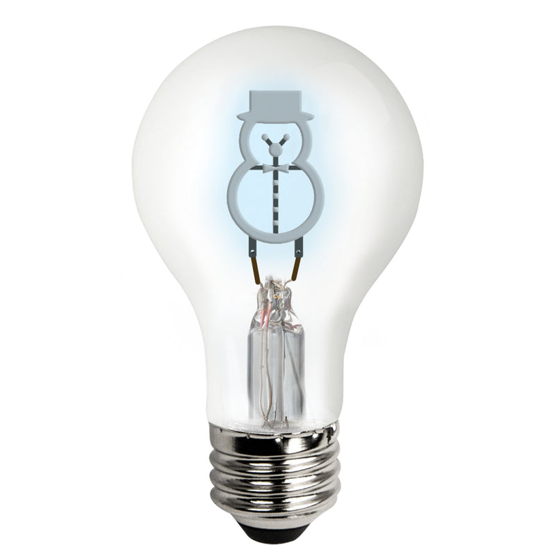 LED Shape Filament A19 Lamp, Snowman Base Down – 0.3W, White