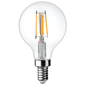 LED Filament High CRI G16 Globe Lamp E12 Clear - 2", 4W, 30K