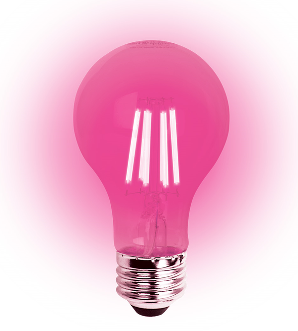 LED Classic Filament A19 Lamp E26 Pink Clear - 2.4", 8W