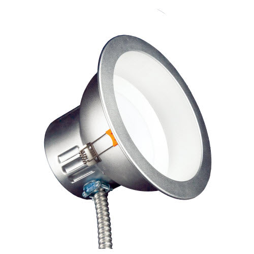 Silver 6-inch commercial LED downlight with diffuser (Model DLC6SWUZDCCT)