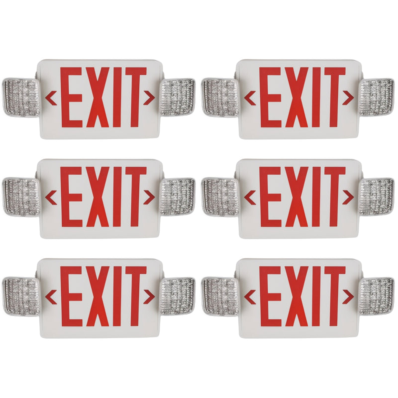 TCP LED Universal Combo Emergency Exit Sign with Battery Backup, UL Listed, Red/Green Letters, Remote Capable, 120-277V, 90-Minute Emergency Lighting, Commercial Emergency Lighting, Single & Multi-Pack Options