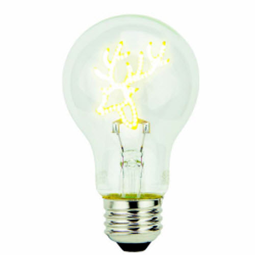 LED A19 Shaped Filament Light Bulbs White Reindeer - 1.5 Watt