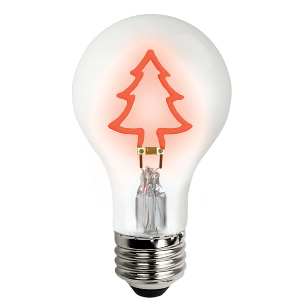 LED A19 Shaped Filament Light Bulb Red Tree - 1.5 Watt