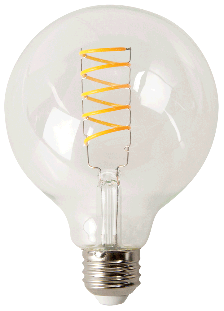 Antique Light Spirals: G30 LED Clear - 5 Watt, 240 Lumens, 1800 Kelvin