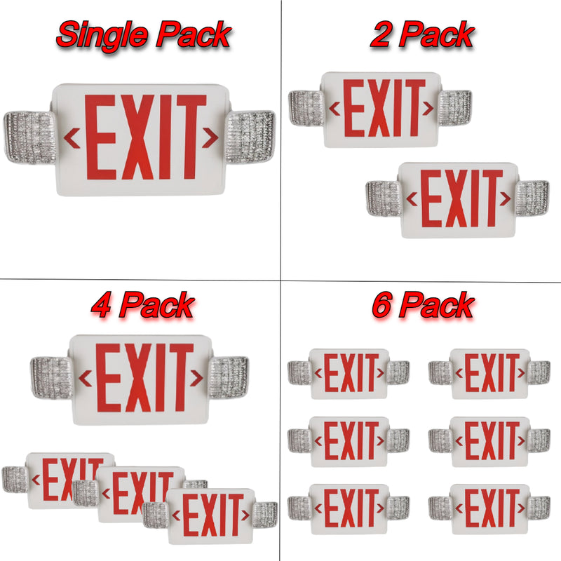 TCP LED Universal Combo Emergency Exit Sign with Battery Backup, UL Listed, Red/Green Letters, Remote Capable, 120-277V, 90-Minute Emergency Lighting, Commercial Emergency Lighting, Single & Multi-Pack Options