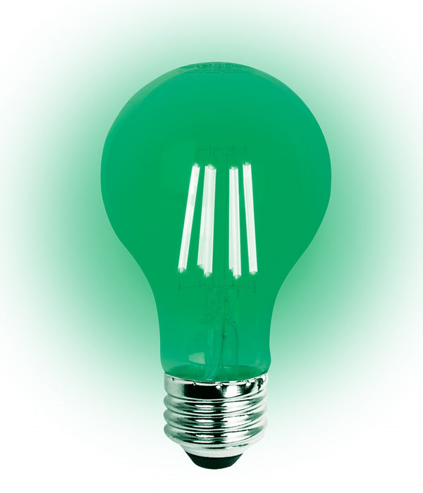 LED Classic Filament A19 Lamp E26 Green Clear - 2.4", 8W