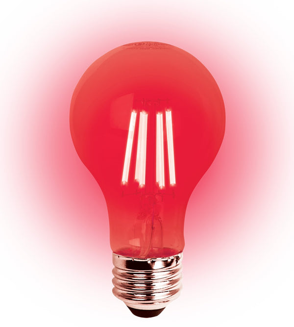 LED Classic Filament A19 Lamp E26 Red Clear - 2.4", 8W