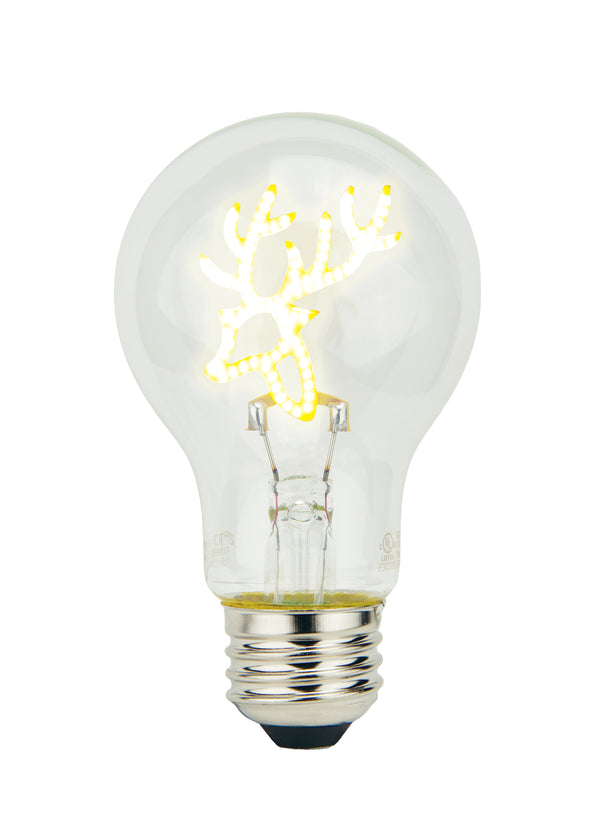 LED A19 Shaped Filament Light Bulb Reindeer