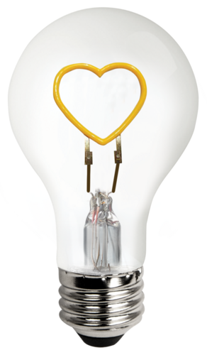 LED A19 Shaped Filament Light Bulb Yellow Heart - 1.5 Watt