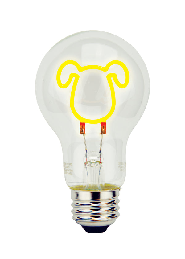 LED A19 Shapeed Filament Light Bulb Yellow Dog  - 0.3 Watt