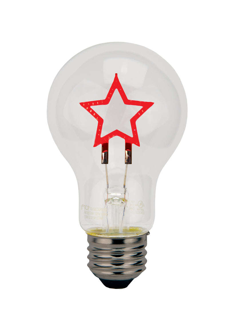 LED A19 Shape Filament Light Bulb Red Star - 0.25 Watt