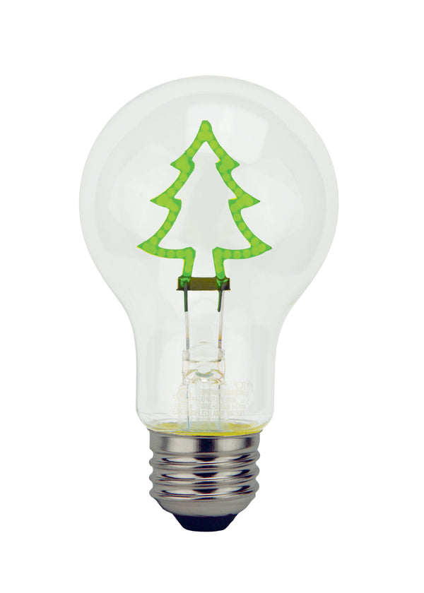 LED A19 Shaped Filament Light Bulbs Green Tree - 0.3 Watt