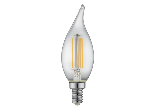 LED Classic Filament Lamp E12 Flame Blunt  - 1.4", 4W, 27K