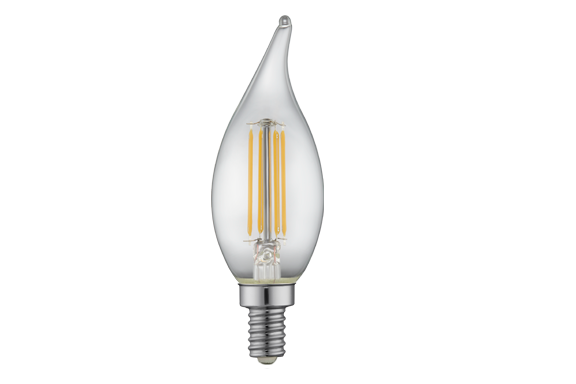 LED Classic Filament Lamp E12 Clear Flame - 1.4", 3W, 30K