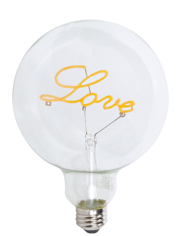 LED G40 Shaped Filament Light Bulb Yellow Love - 1 Watt