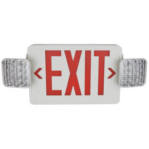Universal Combo Emergency Exit Sign White Housing w/ Red Lettering - Remote Capable