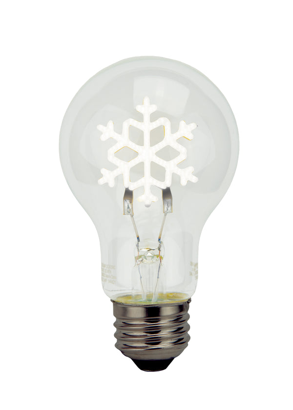 LED A19 Shaped Filament Light Bulb White Snowflake - 0.3 Watt